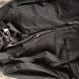 Ellison Open Face Pinstripe Navy/White Oversize Blazer